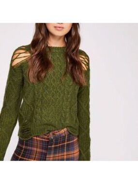Free People X NSF Jolene Destroyed Cable Sweater